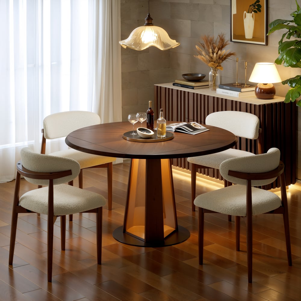 Dining Set 36"-47" Solid Wood Extendable Dining Table with 4 Chairs window image