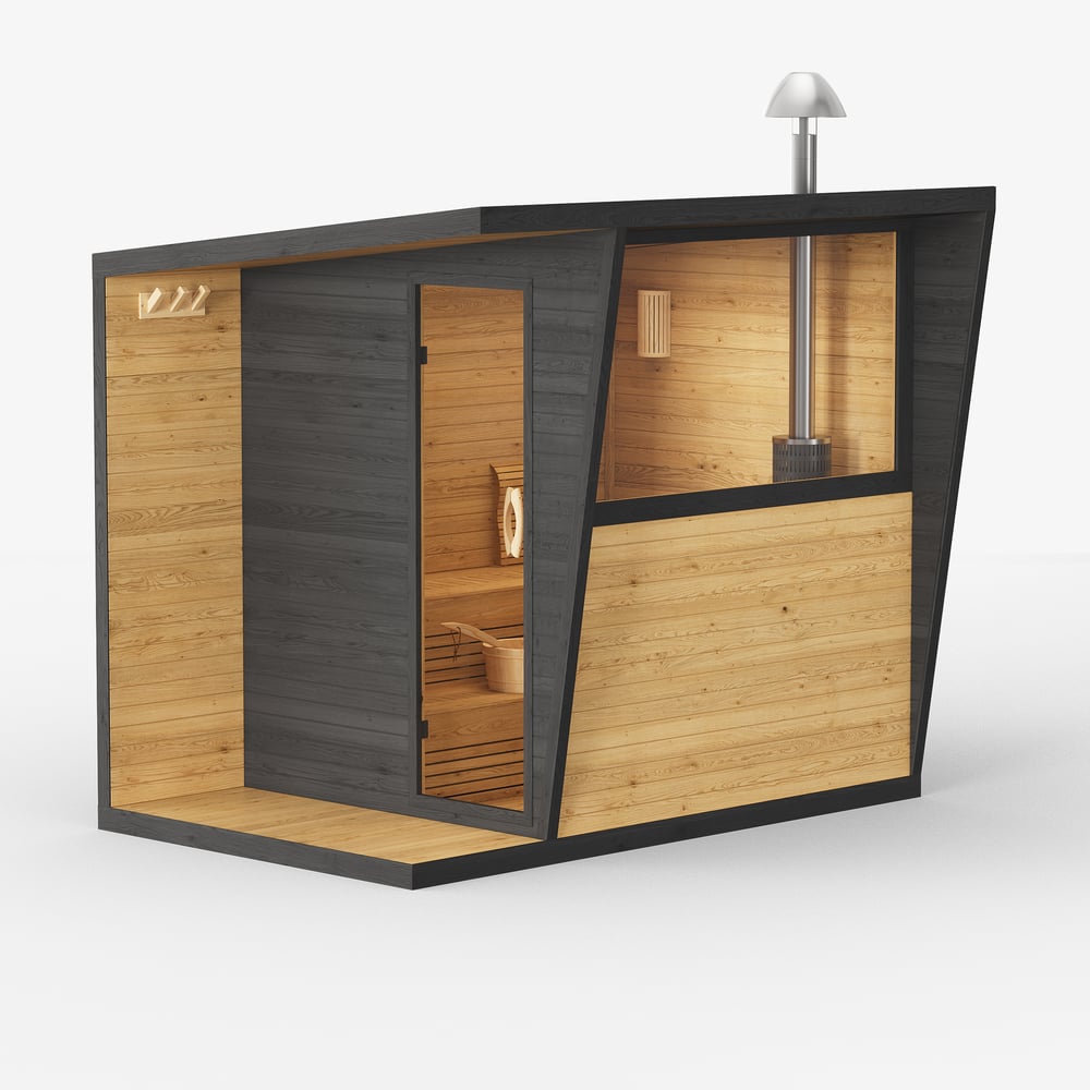 Outdoor Wooden Cabin Sauna Room for 4 People window image