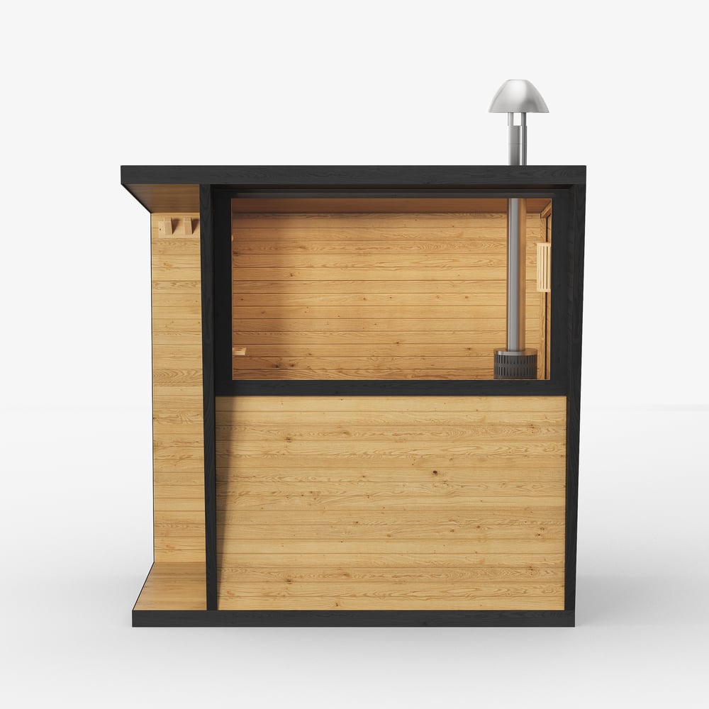 Outdoor Wooden Cabin Sauna Room for Wood Burning for 2-4 People window image