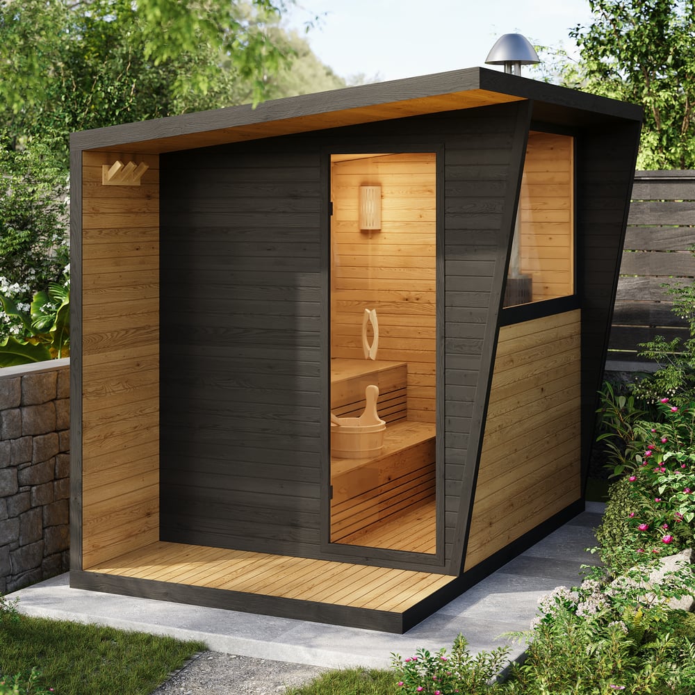 Outdoor Wooden Cabin Sauna Room for 4 People window image