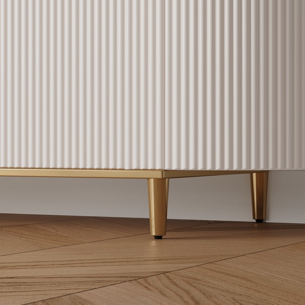 Palley moderner ovaler TV-Schrank mit Stauraum und Glastüren in Weiß, 200 cm Schaufensterbilder