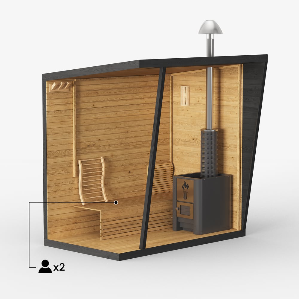 Outdoor Wooden Cabin Sauna Room for Wood Burning for 2-4 People window image