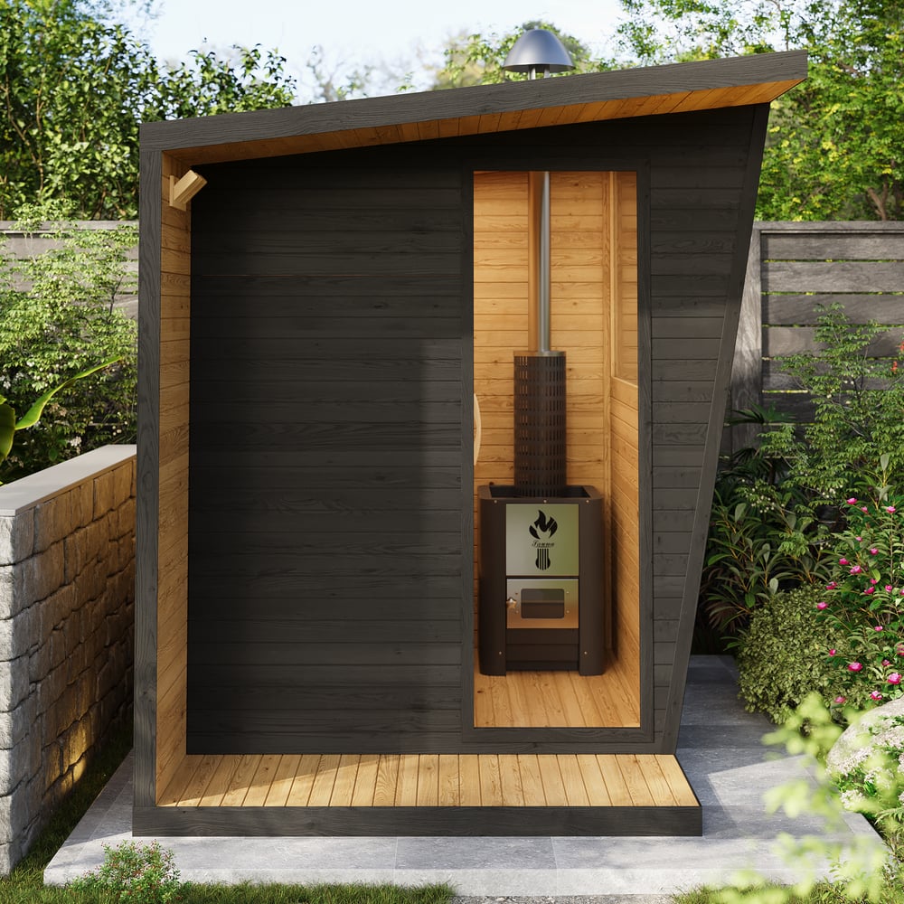 Outdoor Wooden Cabin Sauna Room for 4 People window image
