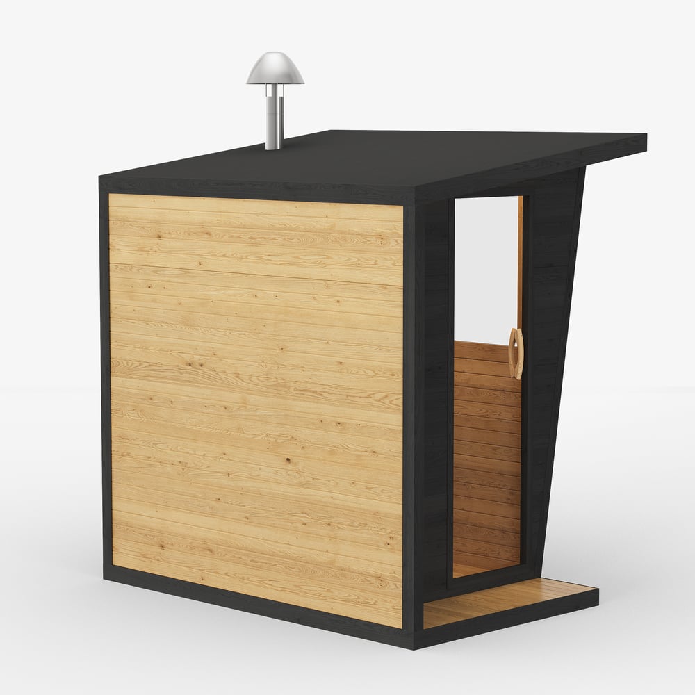 Outdoor Wooden Cabin Sauna Room for Wood Burning for 2-4 People window image