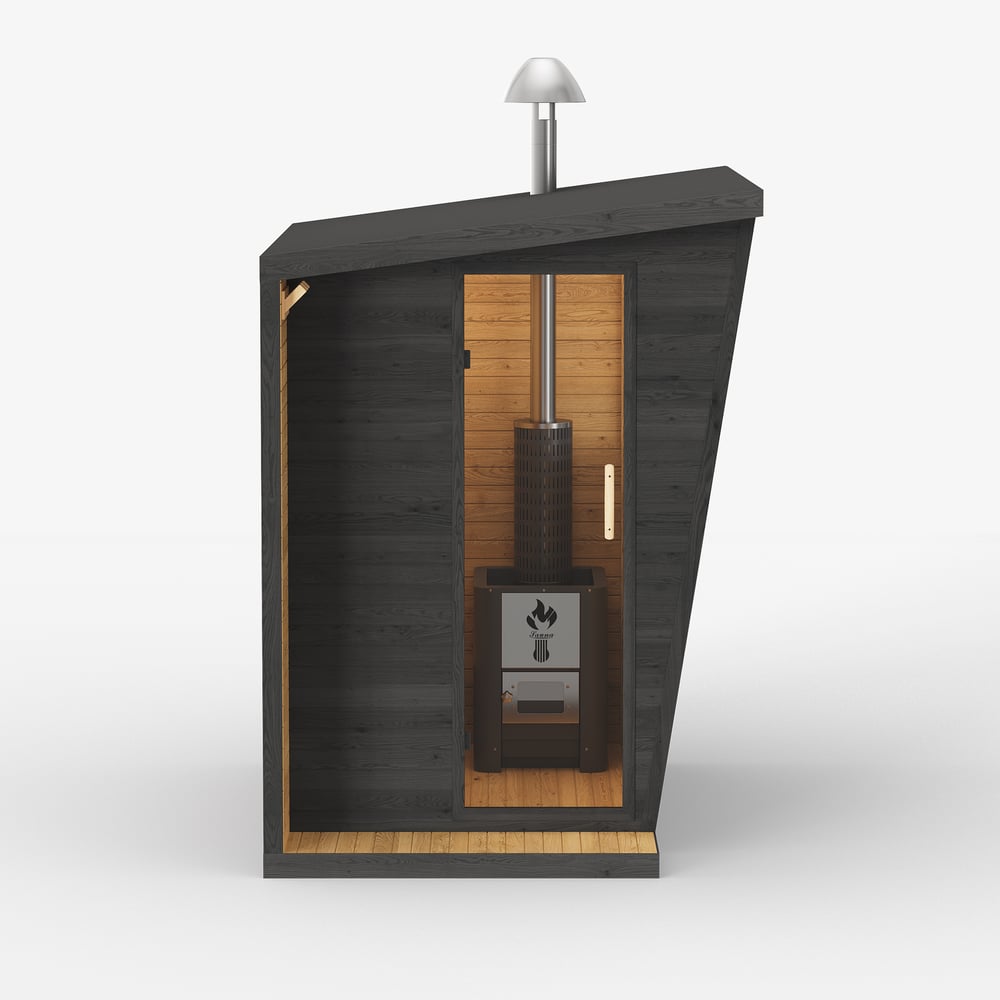 Outdoor Wooden Cabin Sauna Room for Wood Burning for 2-4 People window image