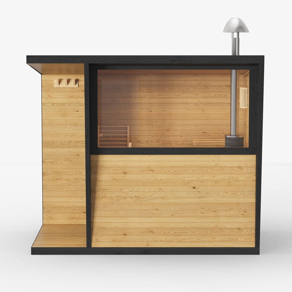 Outdoor Wooden Cabin Sauna Room for 4 People window image