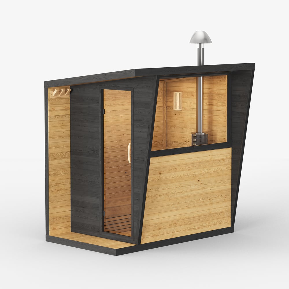 Outdoor Wooden Cabin Sauna Room for Wood Burning for 2-4 People window image