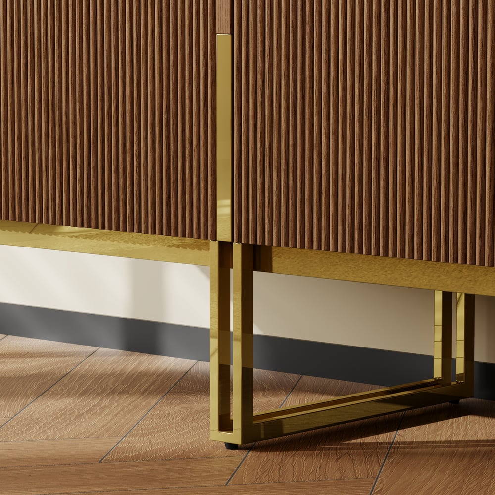 Grovyn 95" Sintered Stone Top Fluted TV Stand with Storage window image