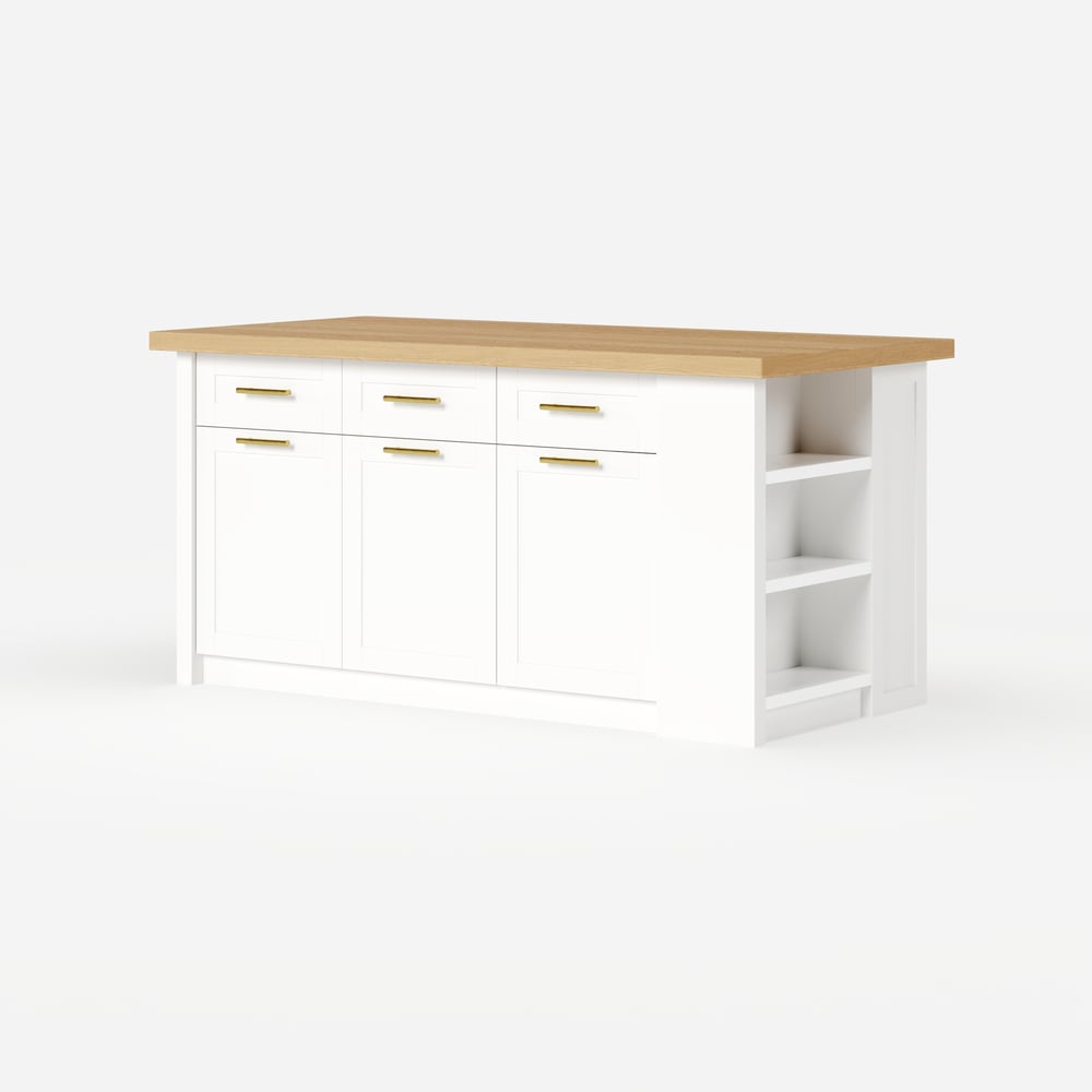 Grand îlot de cuisine naturel et blanc de 1830 mm avec armoire de cuisine moderne de rangement image de fenêtre