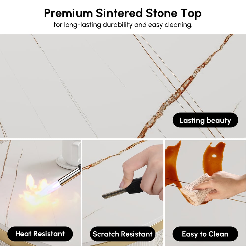 Round 2-Piece Nesting Set Sintered Stone Top Beige Coffee Table with Drawer window image