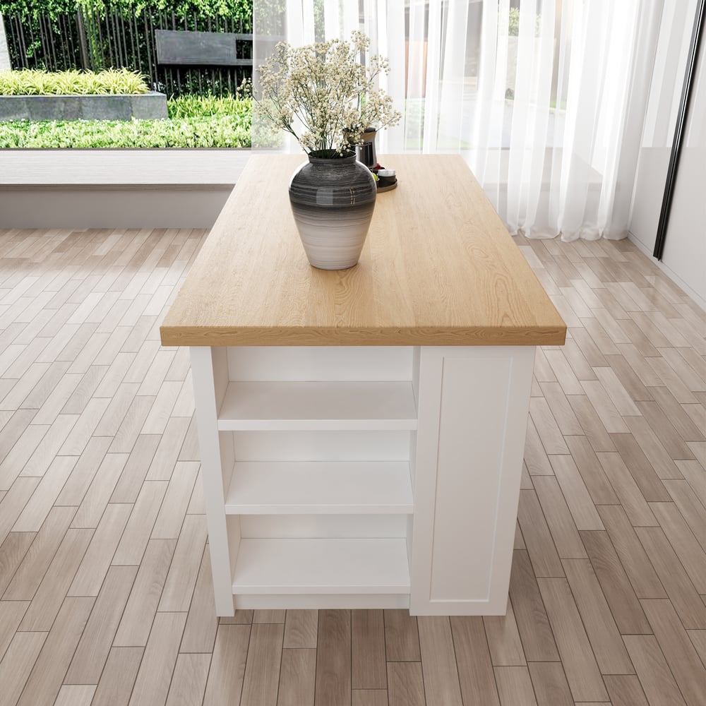 Grand îlot de cuisine naturel et blanc de 1830 mm avec armoire de cuisine moderne de rangement image de fenêtre