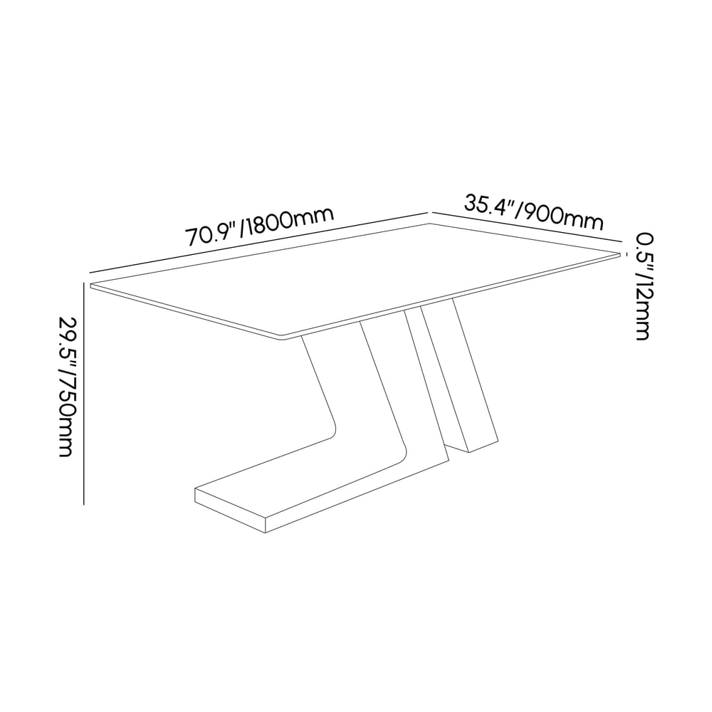 Table de salle à manger blanche Luxotic Modern 1800 mm pour 6 personnes en acier inoxydable fritté rectangulaire Poids, dimensions, image
