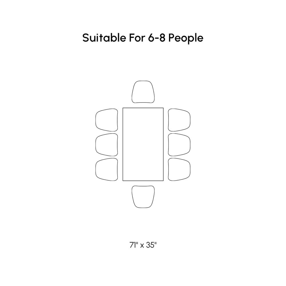 Table de salle à manger blanche Luxotic Modern 1800 mm pour 6 personnes en acier inoxydable fritté rectangulaire Poids, dimensions, image