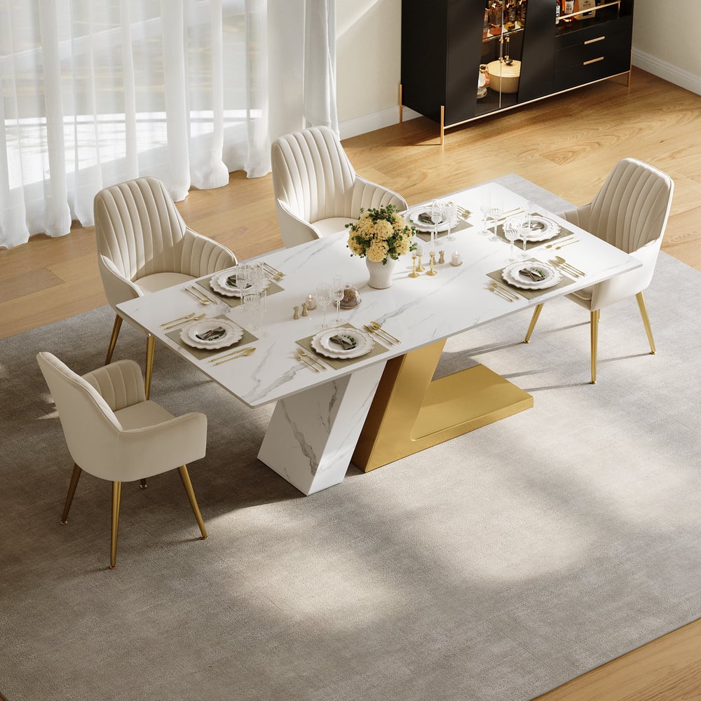 Questions et Réponses pour Table de salle à manger blanche Luxotic Modern 1800 mm pour 6 personnes en acier inoxydable fritté rectangulaire