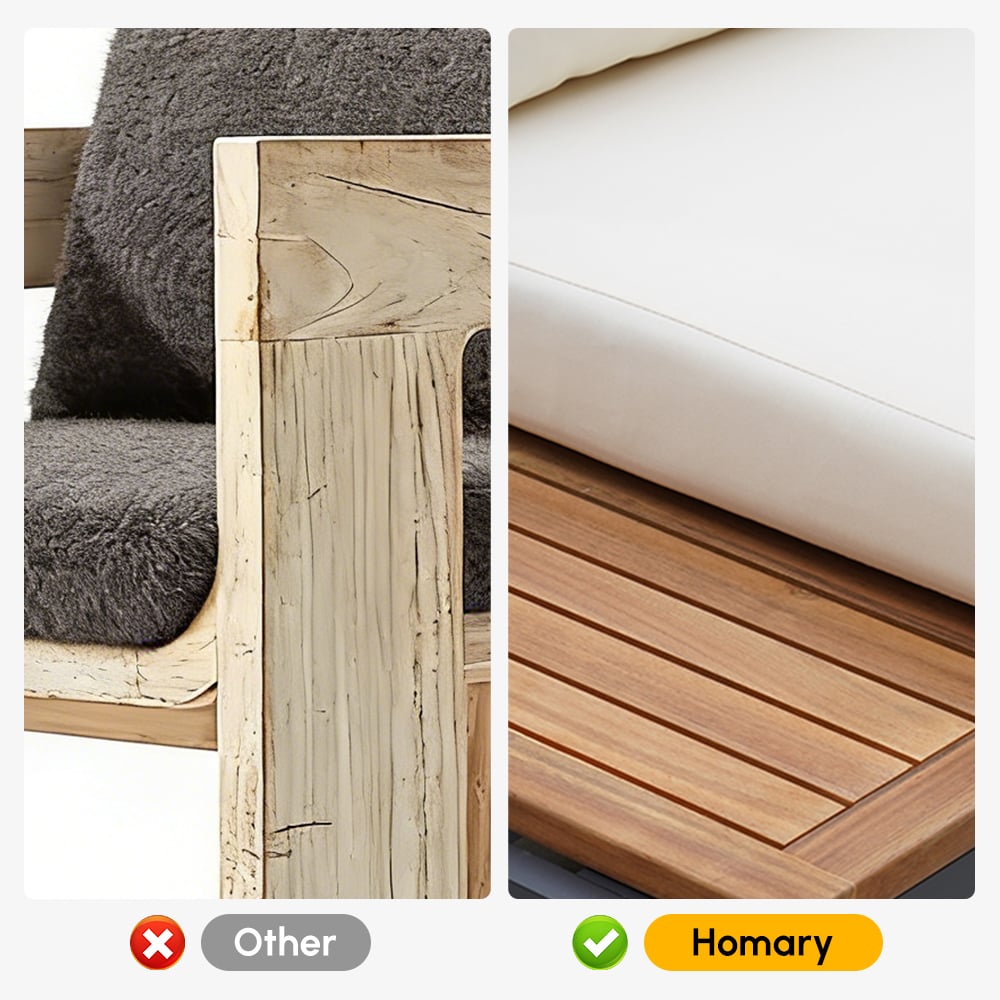 Axis 4-Pieces Modular Aluminum & Teak Outdoor Sofa Set for 6 Person in Beige window image