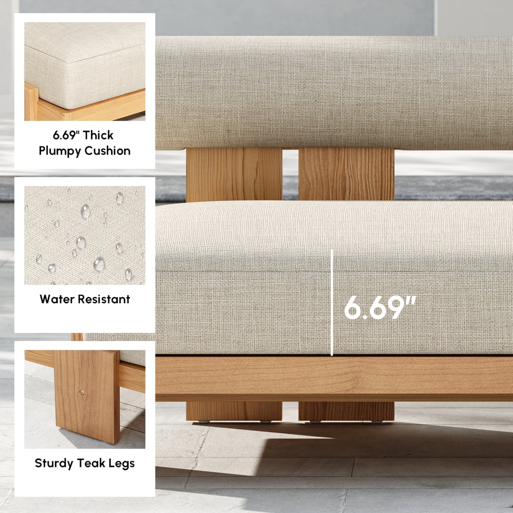 4 Piece Outdoor Teak Sofa Set with Coffee Table window image