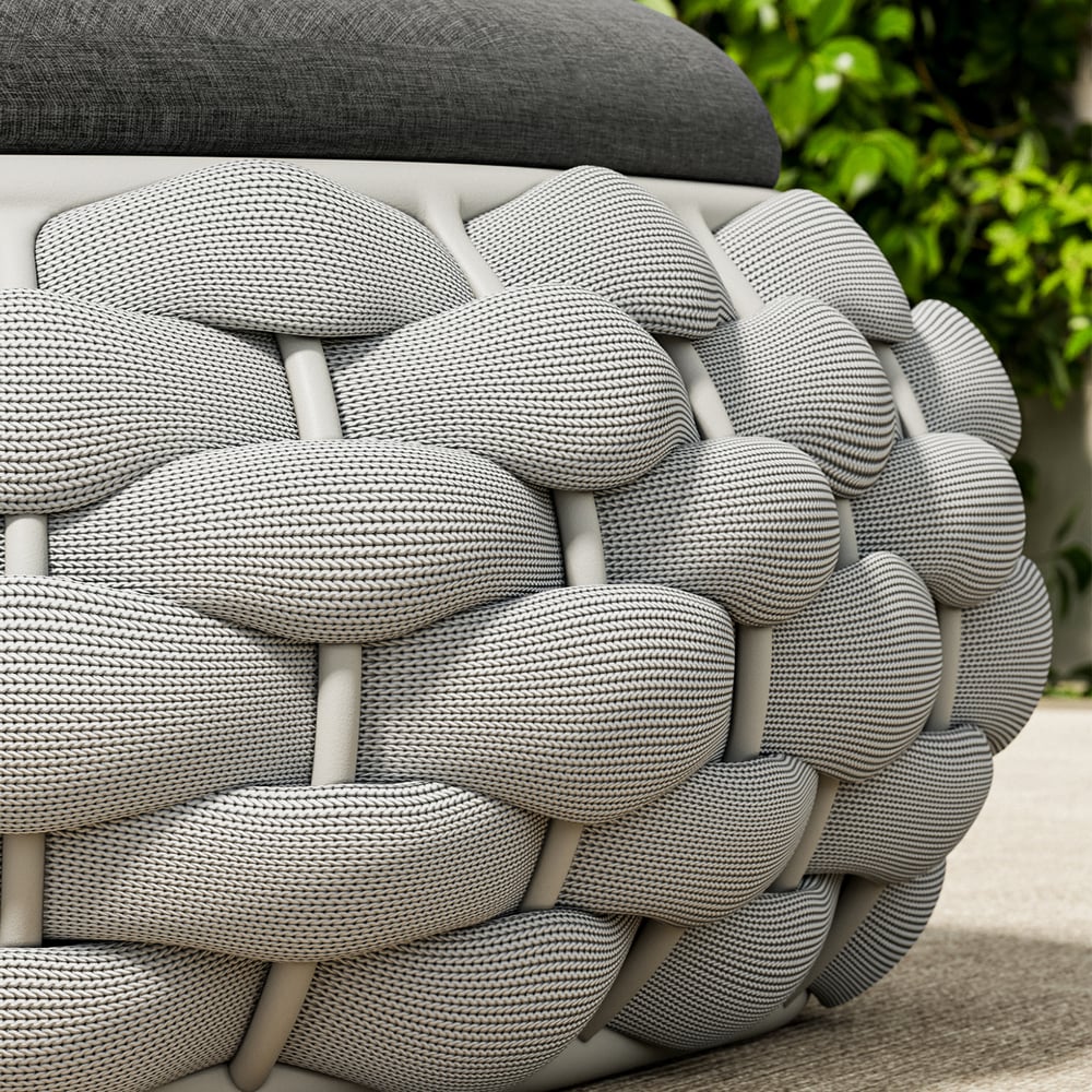 Tatta Outdoor Hand-Woven Rope Footrest Storage Ottoman in Gray window image