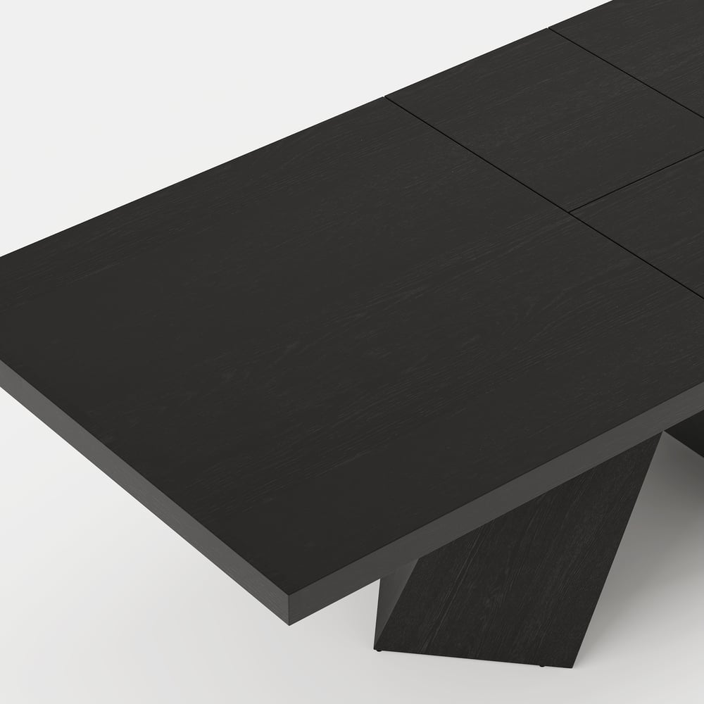 Dining Set 79"-94" Extendable Black Table with 8 Chairs window image