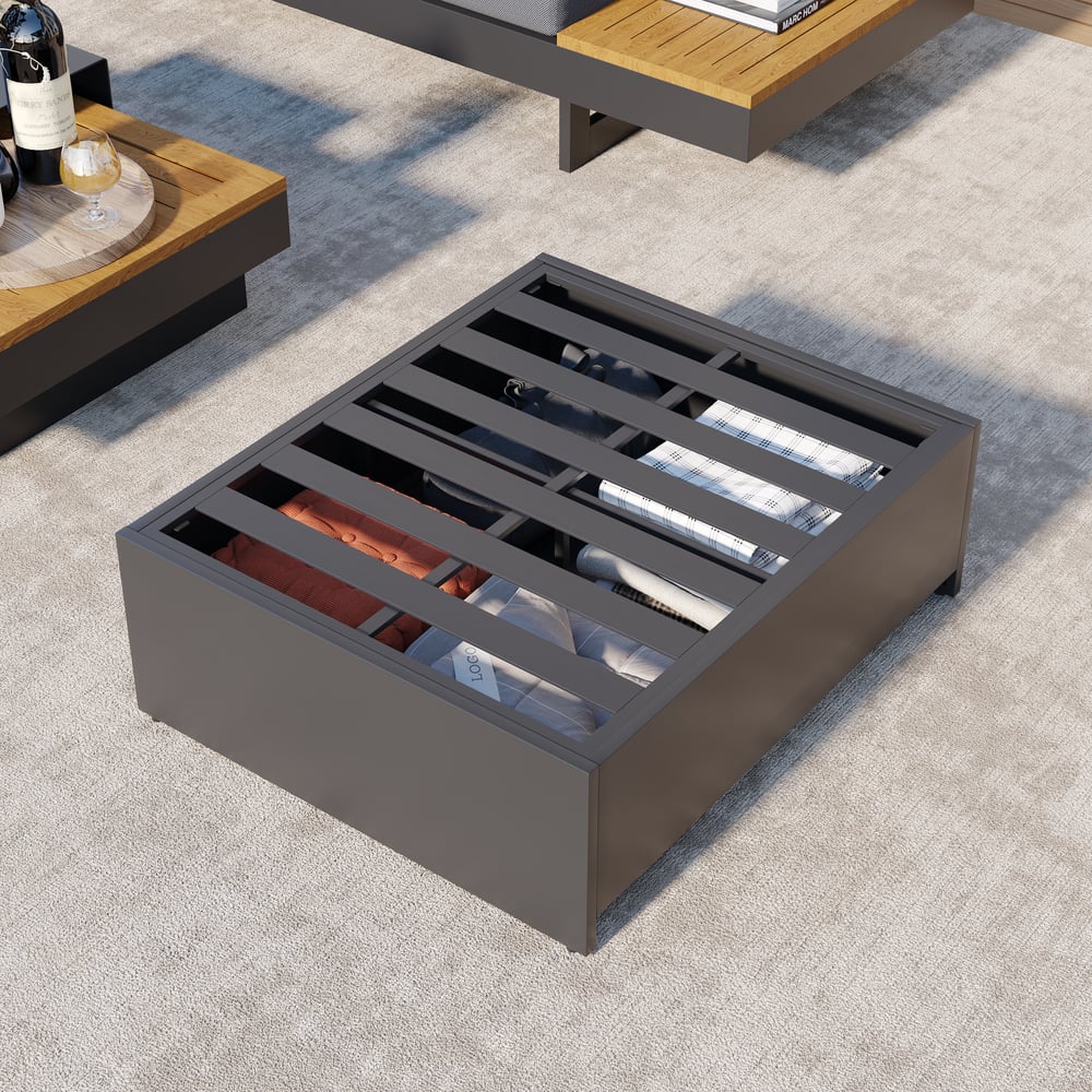 Axis Outdoor Matching Swivel Footrest Storage Ottoman in Gray window image