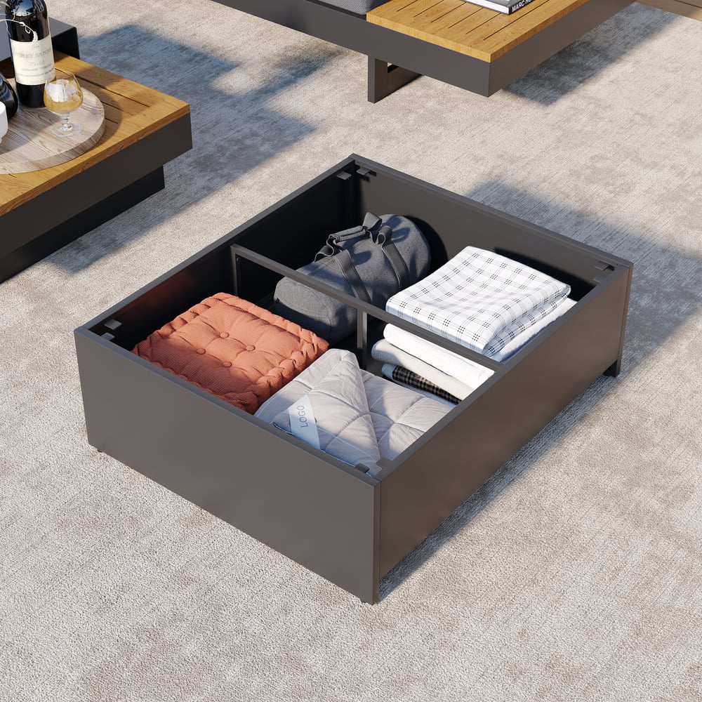 Axis Outdoor Matching Swivel Footrest Storage Ottoman in Gray window image