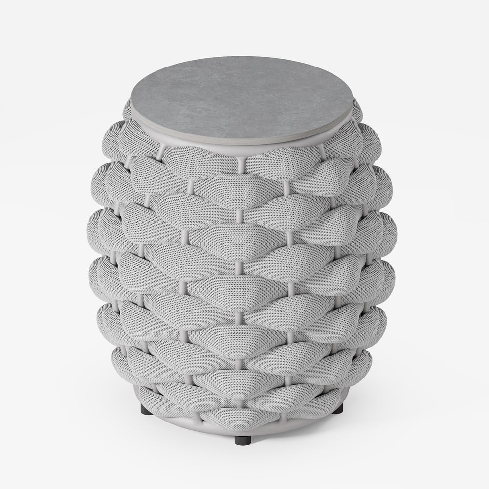 Tatta Outdoor Woven Side Table with Storage, Waterproof Rope & Slate Top window image