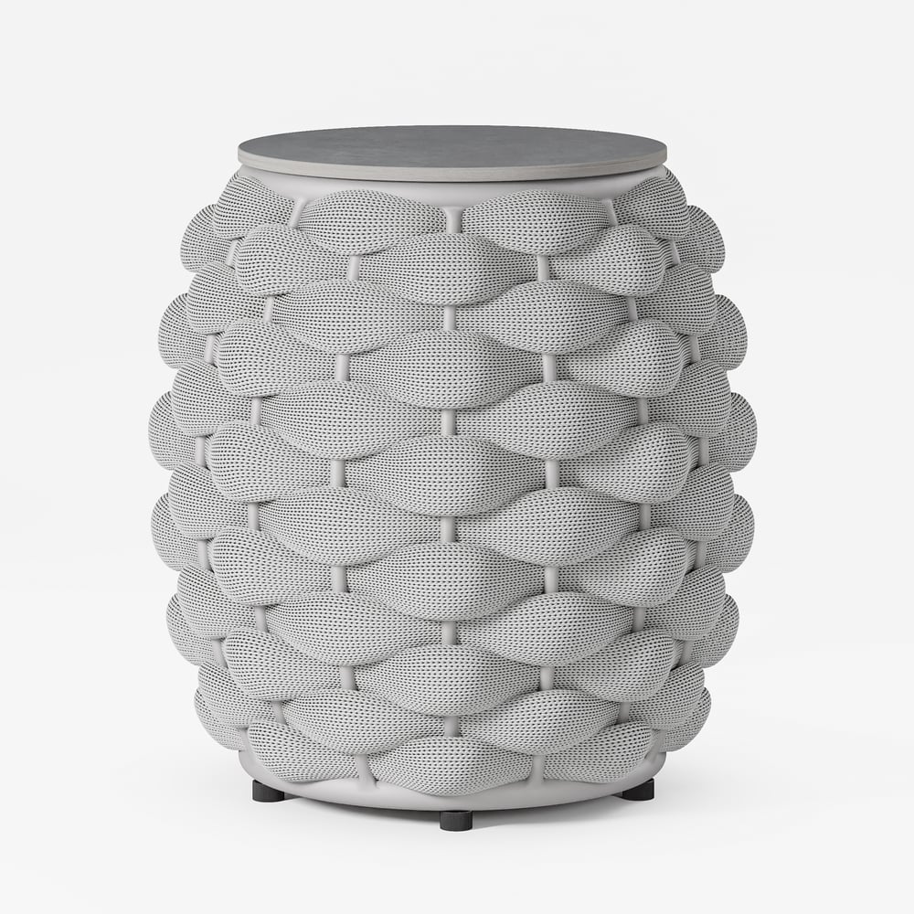 Tatta Outdoor Woven Side Table with Storage, Waterproof Rope & Slate Top window image