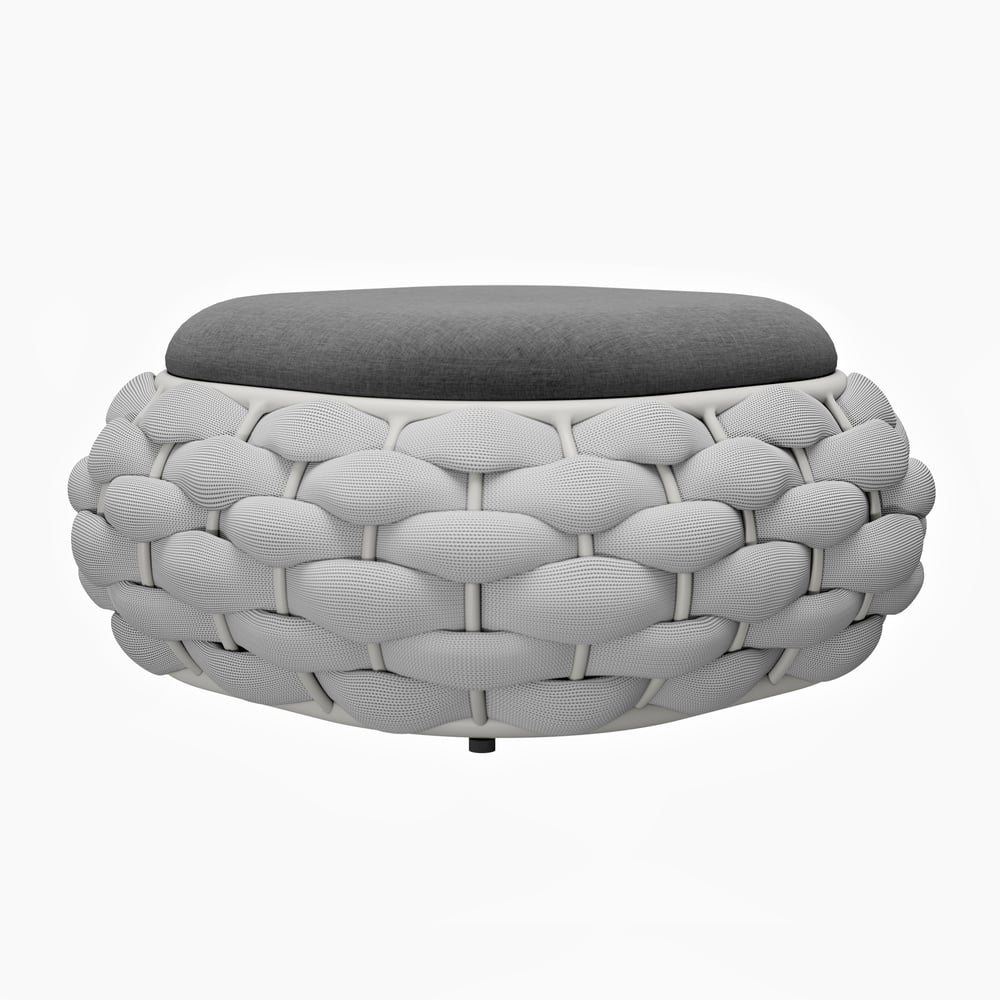 Tatta Outdoor Hand-Woven Rope Footrest Storage Ottoman in Gray window image