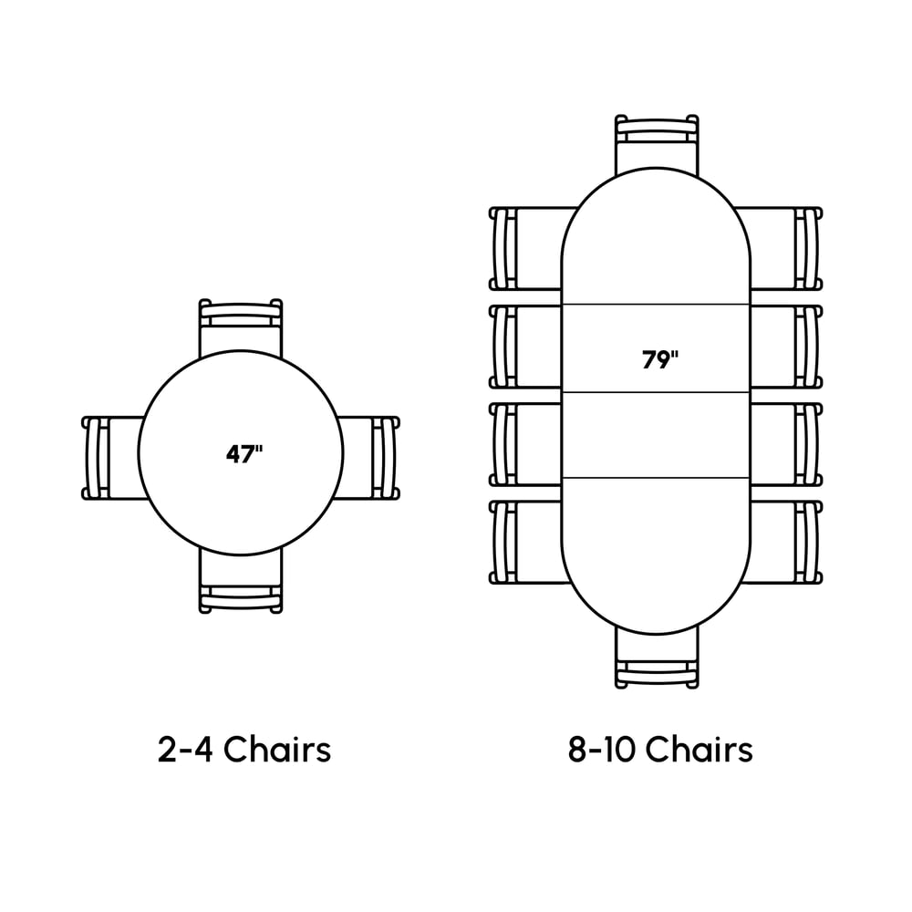47"–79" Solid Wood Extendable Dining Table with Fluted Base weights dimensions image