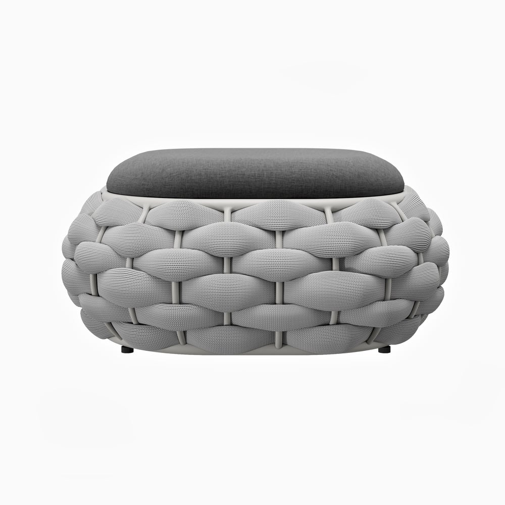 Tatta Outdoor Hand-Woven Rope Footrest Storage Ottoman in Gray window image