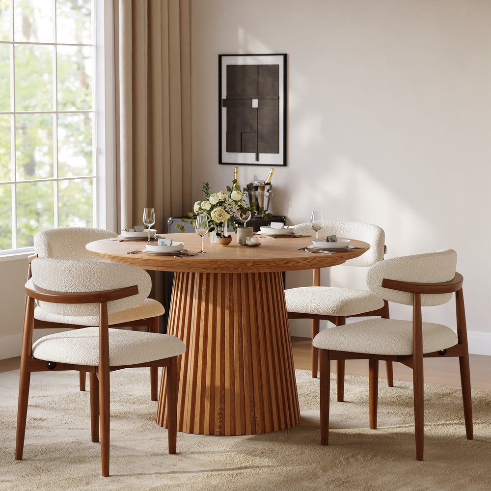 1200mm–2000mm Solid Wood Extendable Dining Table with 4 Chairs window image