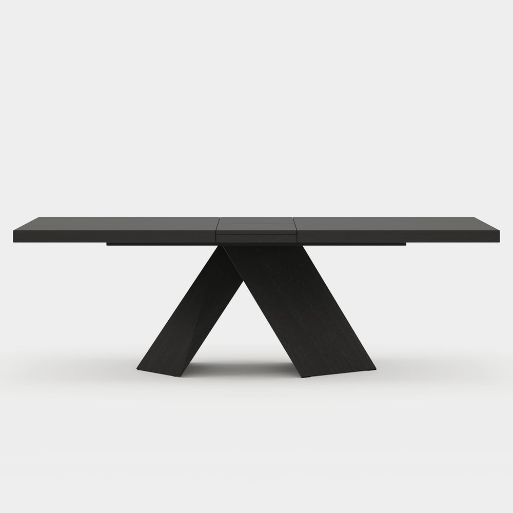 Dining Set 79"-94" Extendable Black Table with 8 Chairs window image