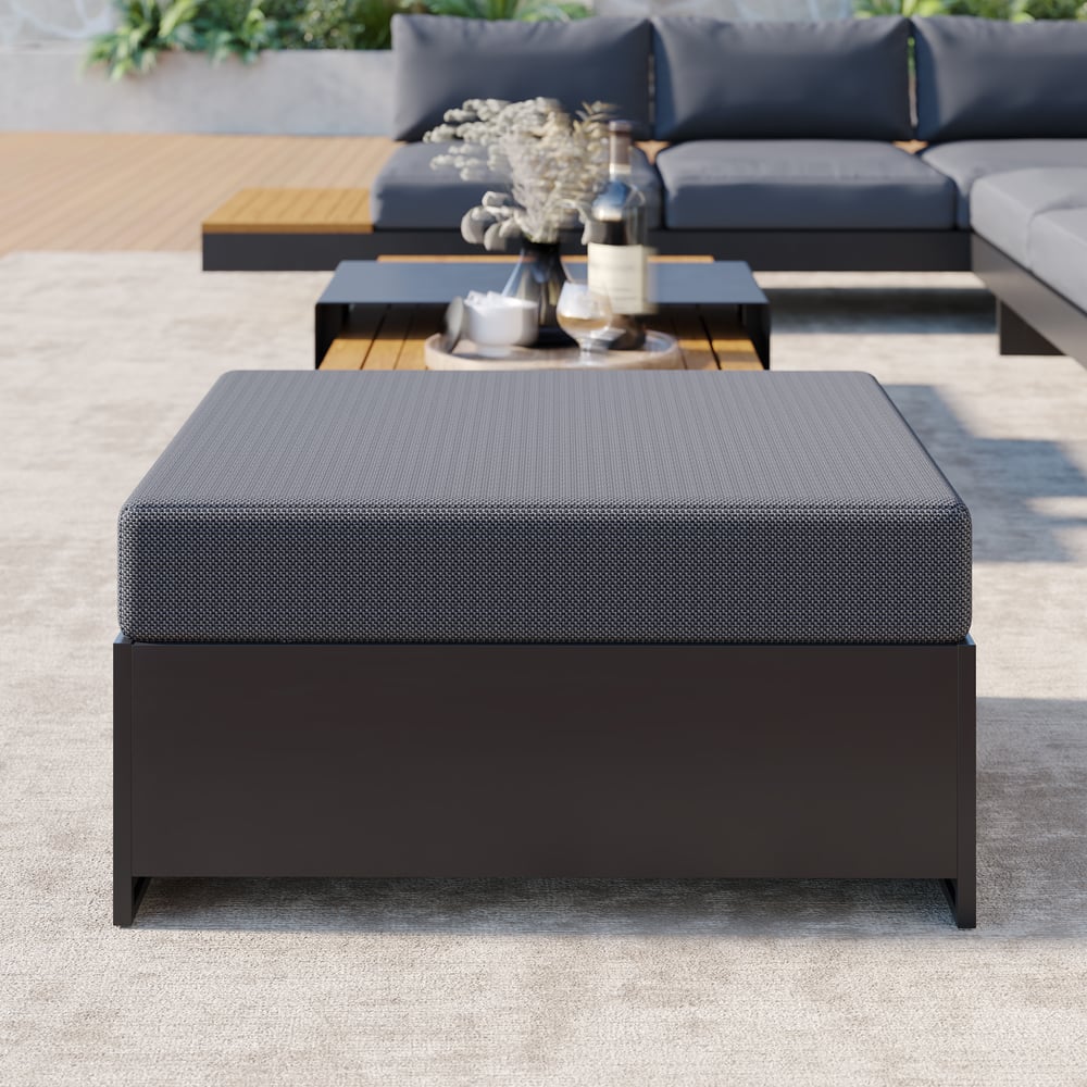 Axis Outdoor Matching Swivel Footrest Storage Ottoman in Gray window image