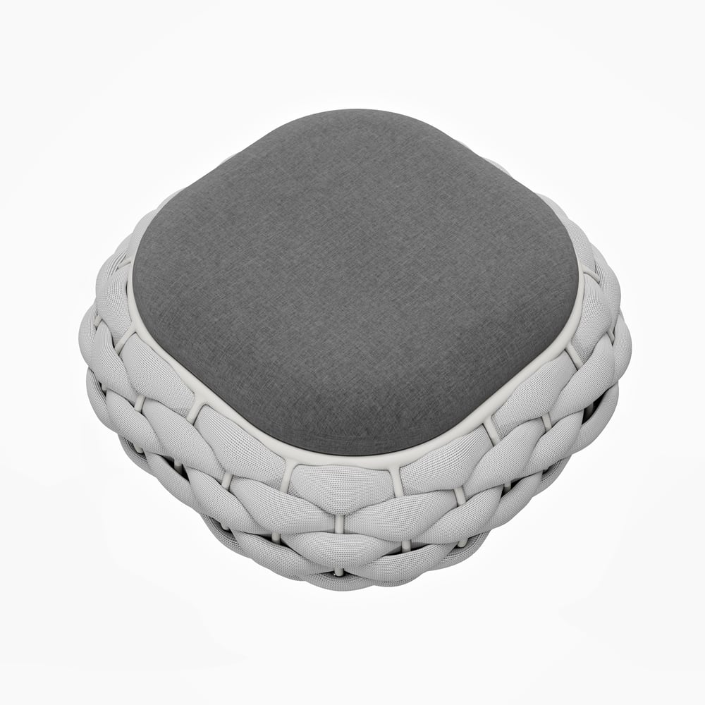 Tatta Outdoor Hand-Woven Rope Footrest Storage Ottoman in Gray window image