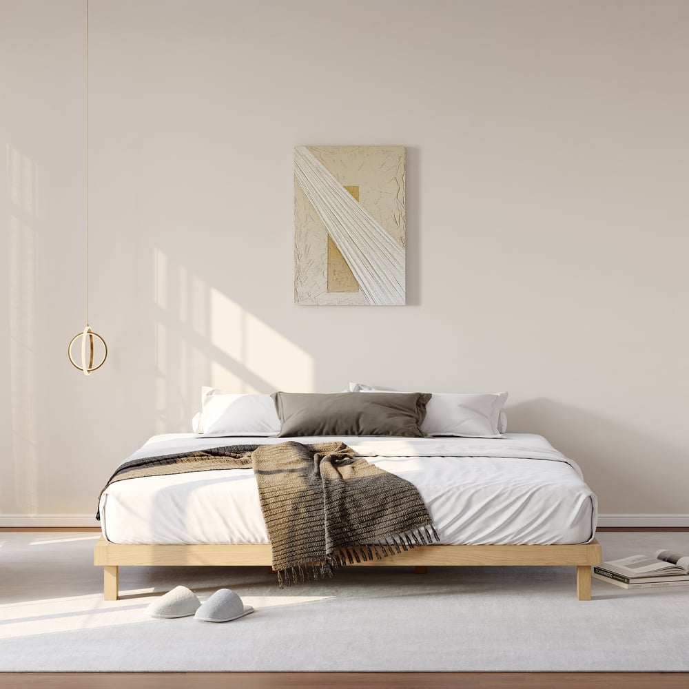 Natural King Platform Wood Bed Frame window image