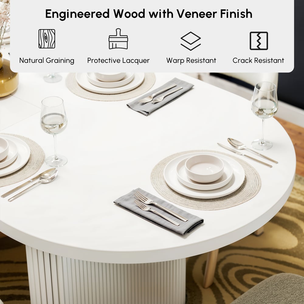 Japandi 2000mm-2400mm Oval Extendable White Dining Table & 8 Dining Chair Set window image