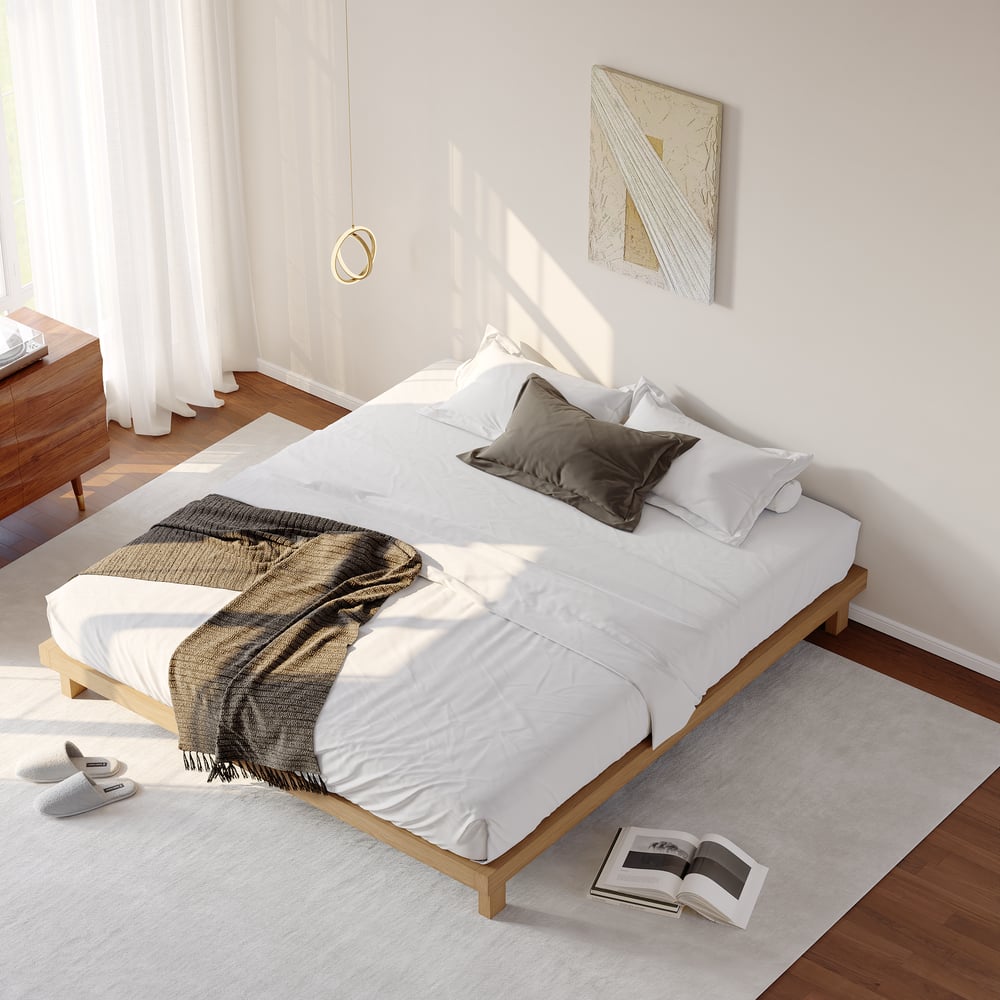 Natural King Platform Wood Bed Frame window image