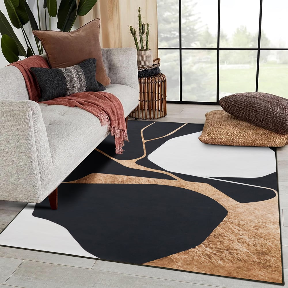 5' x 8' Area Rug Modern Abstract Living Room Rug Non Slip & Machine Washable window image