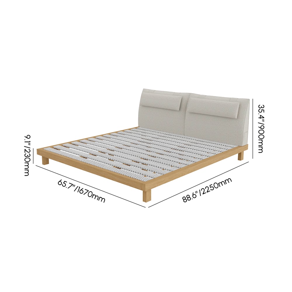 Queen Size Linen Bed with Floating Nightstands Bedroom Set weights dimensions image