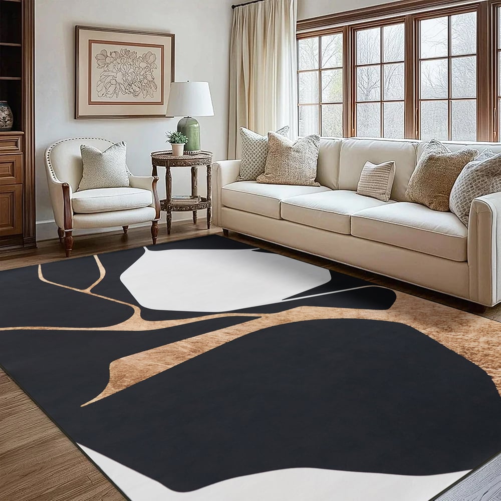 5' x 8' Area Rug Modern Abstract Living Room Rug Non Slip & Machine Washable window image