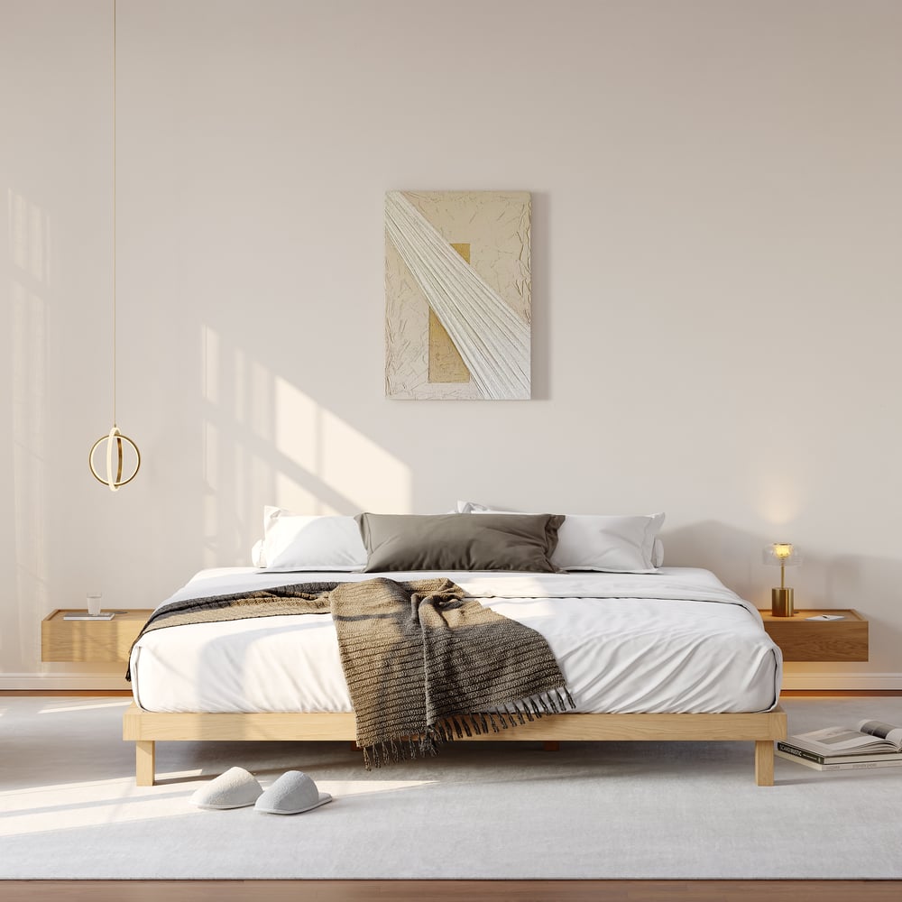 Natural King Platform Wood Bed Frame window image