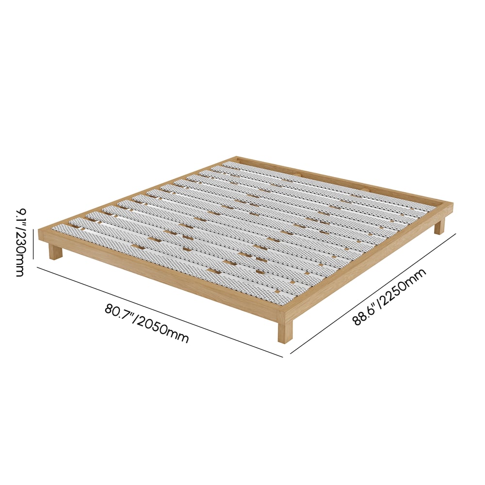Natural King Platform Wood Bed Frame weights dimensions image