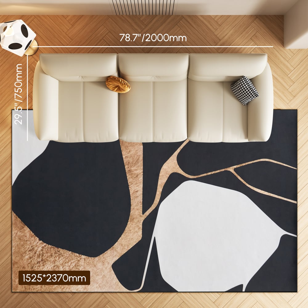5' x 8' Area Rug Modern Abstract Living Room Rug Non Slip & Machine Washable weights dimensions image