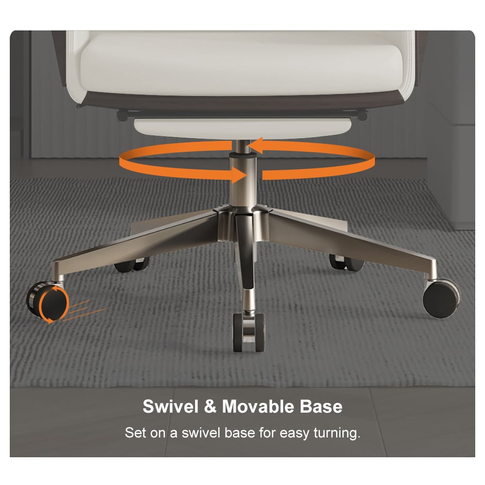 Modern Black L-Shape Executive Desk with Drawers & Swivel Leather Office Desk Chair Set window image