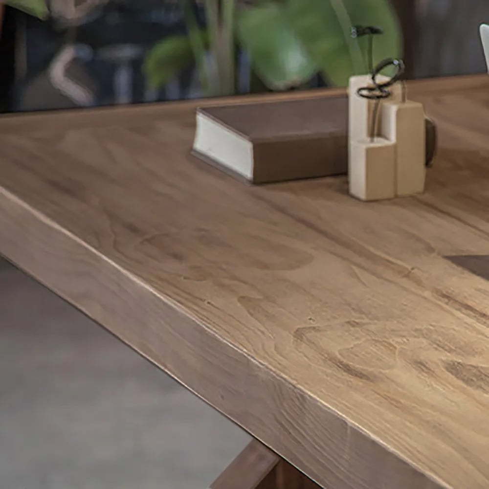 Vintage Style Rectangular Pine Wood Farmhouse Desk & Wood Adjustable Office Chair Set window image