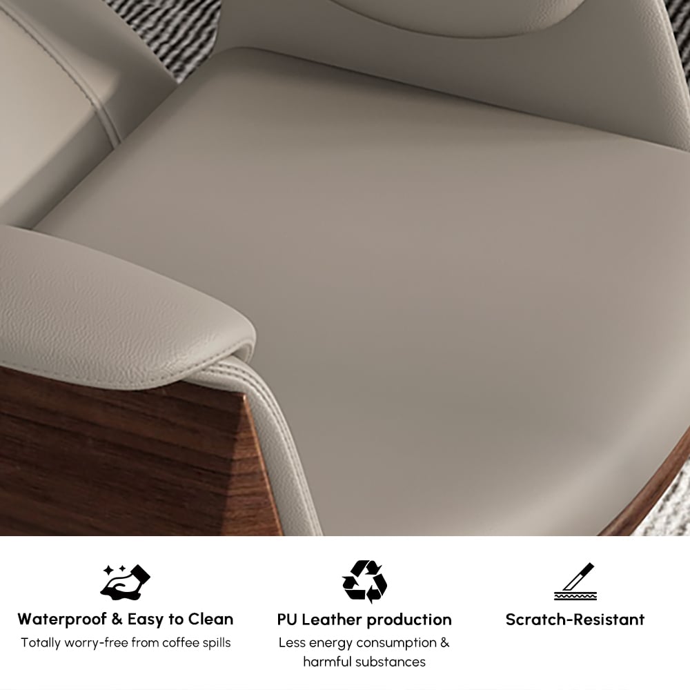 Modern Walnut Standing Writing Desk & Reclining Leather Office Desk Chair Set (59.8" ) window image