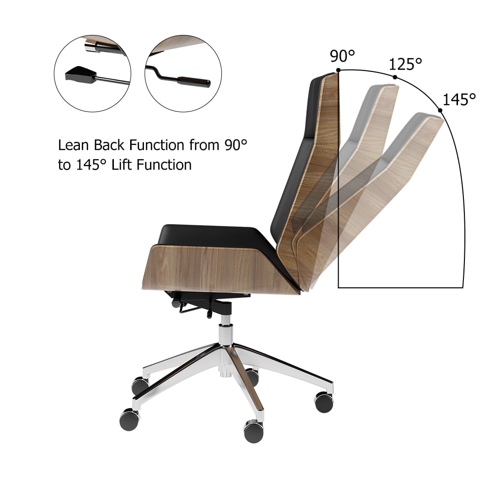 Modern Black Standing Computer Desk & Black Faux Leather Office Chair Set window image