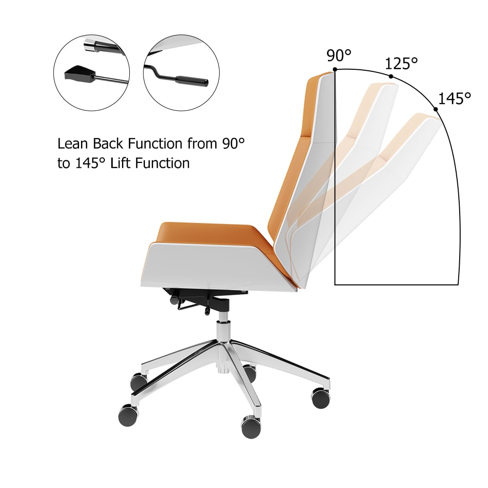 Modern White Large L-Shape Executive Desk with Drawers & Faux Leather Office Chair Set window image