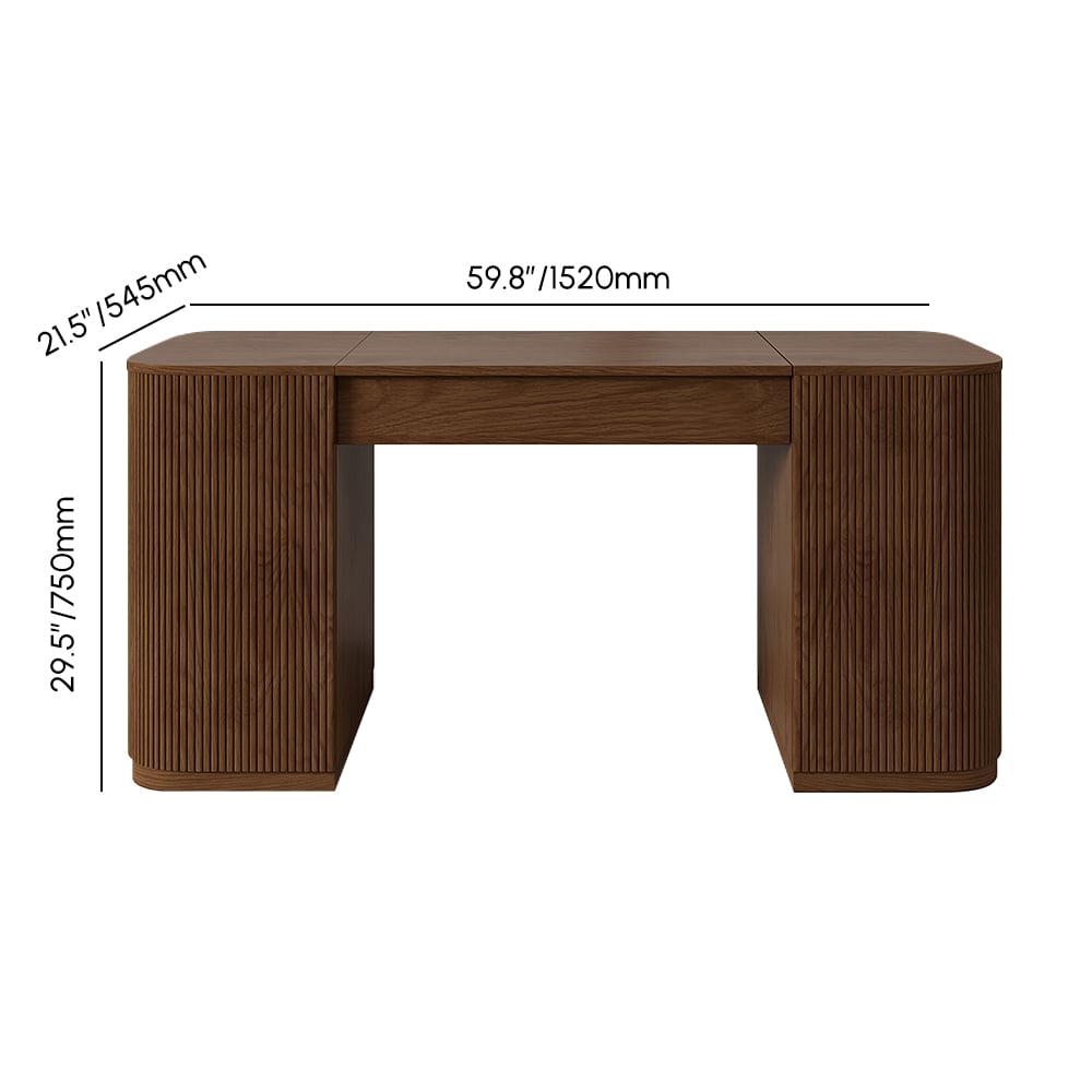 Modern Walnut Standing Writing Desk & Reclining Office Desk Chair Set (59.8" ) weights dimensions image