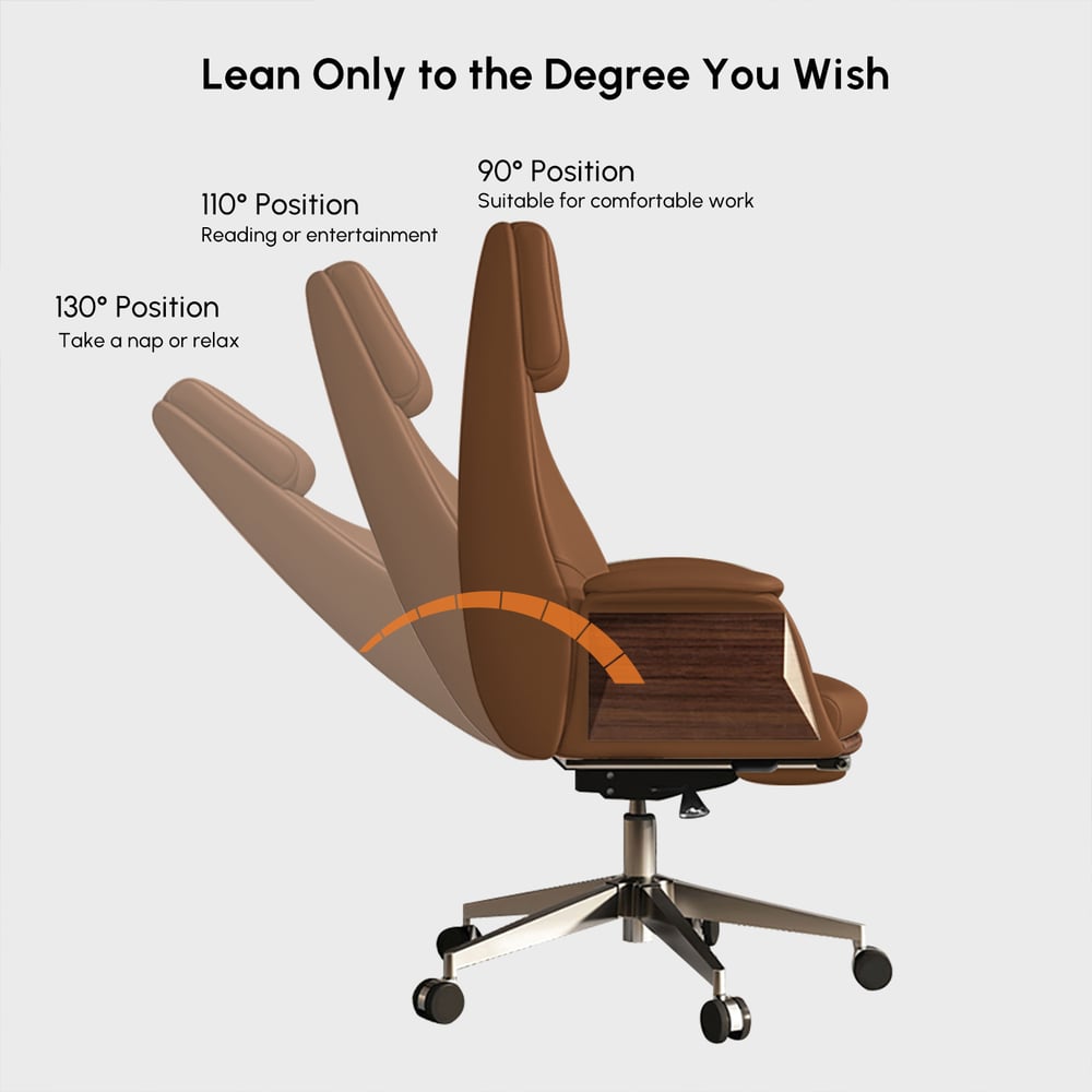 Modern Walnut Standing Writing Desk & Reclining Office Desk Chair Set (59.8" ) window image