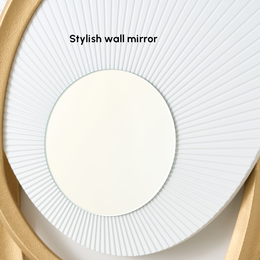 Tenture murale Art Déco avec miroir, 900 mm, blanc et doré, design éclatant image de fenêtre